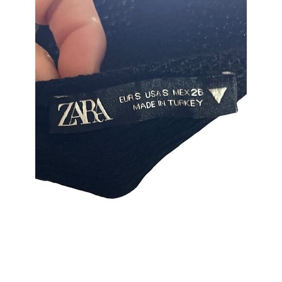 Zara Black Plunge Neck Cap Sleeve Embroidered Pattern Jumpsuit Size Small - Picture 5 of 5